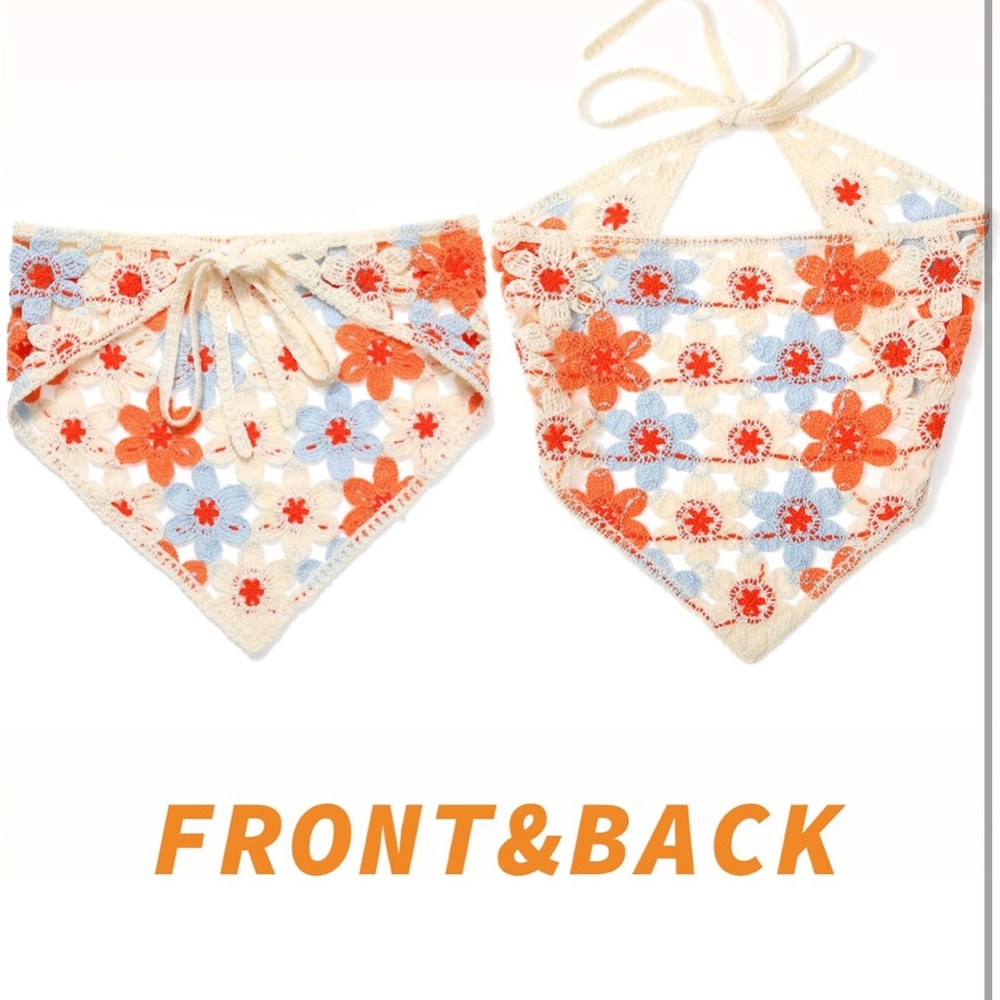 Floral Bandanas Crochet Hair Scarf Knitted Headscarf Daisy Headband